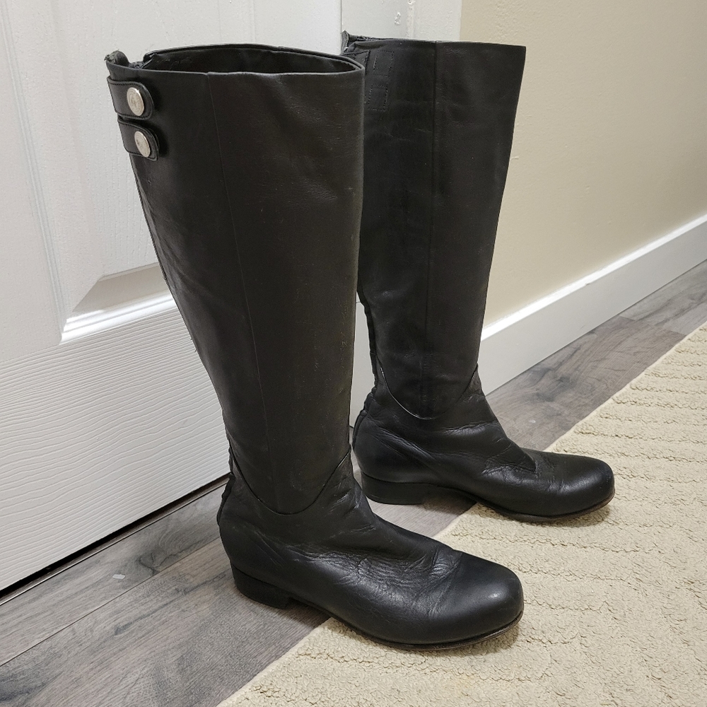 Poppy Barley Black Tall Low Heel Boots